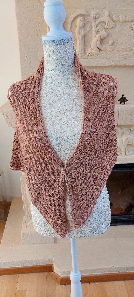 Chal de crochet beige