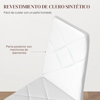 Pack 6 Sillas Comedor Cuero Sintético Blanco