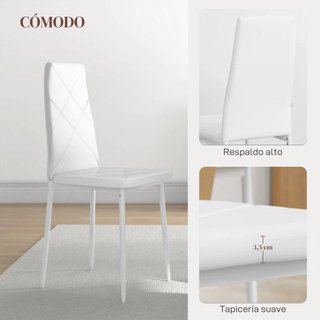 Pack 6 Sillas Comedor Cuero Sintético Blanco