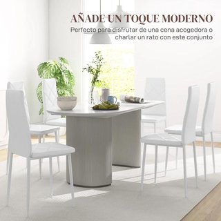 Pack 6 Sillas Comedor Cuero Sintético Blanco