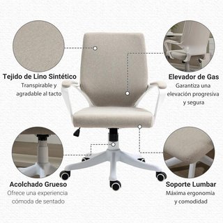 Silla Oficina Giratoria Basculante Ajustable Beige
