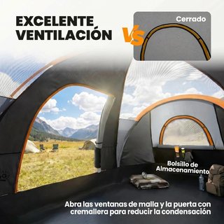 Tienda Campaña 5 Personas Impermeable 3000mm Gris