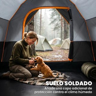 Tienda Campaña 5 Personas Impermeable 3000mm Gris