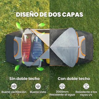 Tienda Campaña 5 Personas Impermeable 3000mm Gris