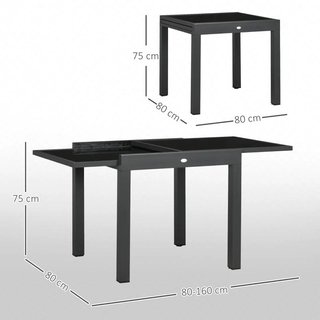 Mesa Jardín Extensible Aluminio Vidrio 80-160cm