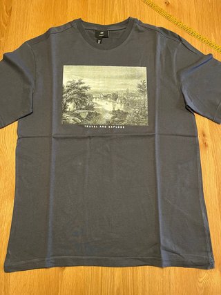 Camiseta H&M Gris Estampada Talla M