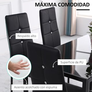 Pack 6 Sillas Comedor Tapizadas PU Negro