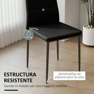 Pack 6 Sillas Comedor Tapizadas PU Negro