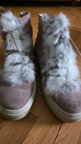 Alpe zapatillas botín ante rosa/taupe con pelo