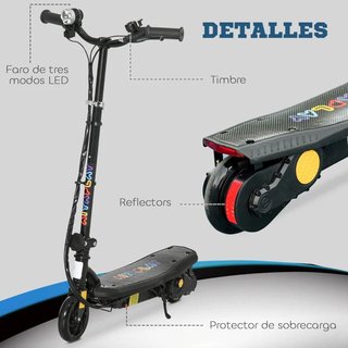 Patinete Eléctrico Niños 7-14 Años 12km/h Negro