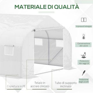 Invernadero para Huerto en Túnel con 6 Ventanas y