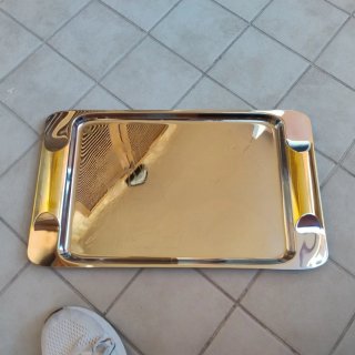 Vassoio acciaio inox con finiture oro 24K