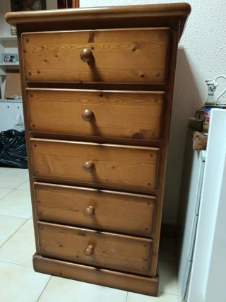 Cómoda de madera 5 cajones