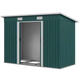 Caseta de jardín de acero de 272 x 134 cm con puer