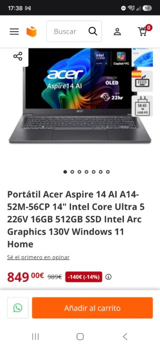 Portátil Acer Aspire 14