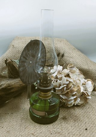 Lampada vintage vetro verde con riflettore