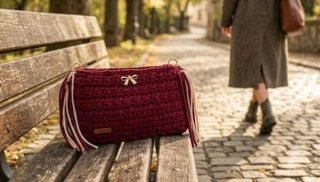 Pochette bordeaux lavorata a mano