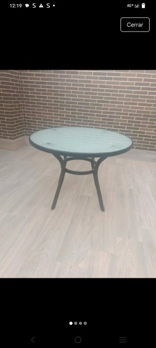 Mesa de Terraza Redonda de Metal y Cristal