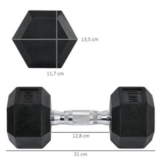 Juego de 2 Mancuernas Hexagonales de 10kg en Metal