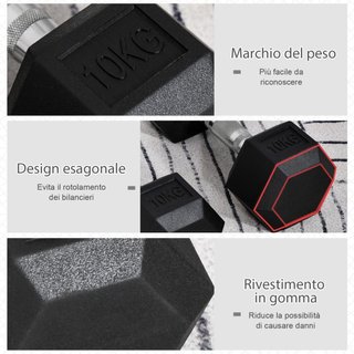 Juego de 2 Mancuernas Hexagonales de 10kg en Metal