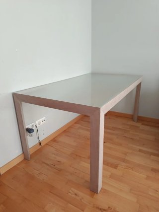 Mesa Comedor o Terraza Cristal y Madera