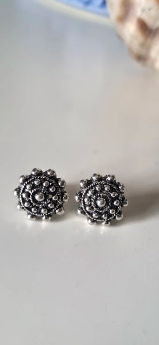 Pendientes de plata boton charro