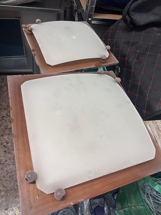 2 Lámparas de Comedor de Madera y Cristal