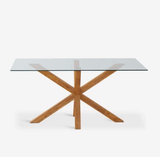 Mesa de Comedor AGERBY 90x190 Cristal y Roble