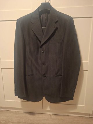 Traje de Chaqueta Gris Oscuro Rayas Diplomática