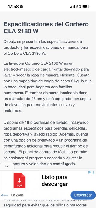 Lavatrice Corberó CLA 2180W