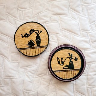 2 Cajas Joyero Accesorios Bambu Mimbre Vintage