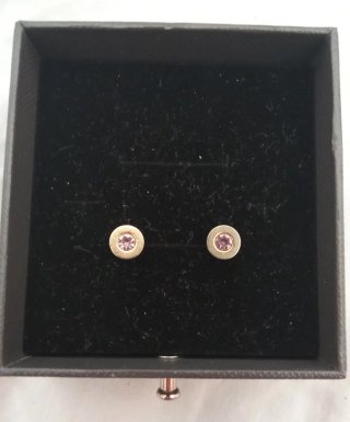 Pendientes de Oro con Piedra Rosa