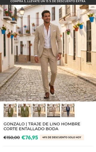 Traje de lino hombre corte entallado