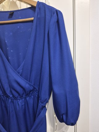Vestido Corto Cruzado Azul Eléctrico 4XL