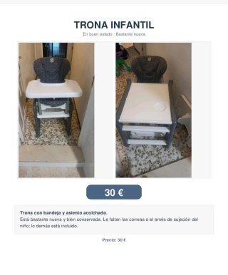 Trona infantil con bandeja