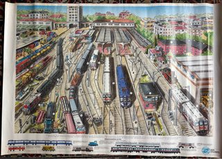 Lámina Póster Antigua FEVE Trenes Vía Estrecha