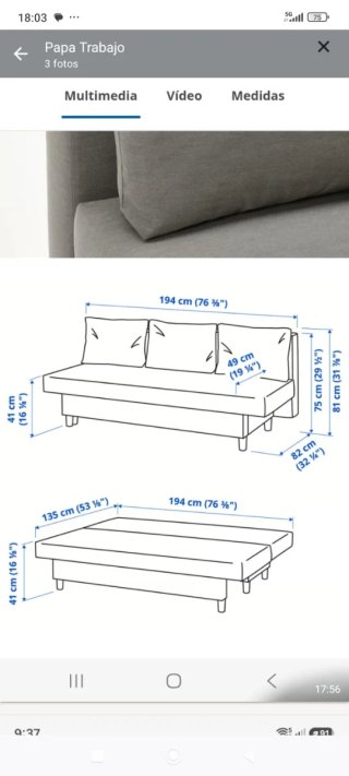 Sofá Cama Gris