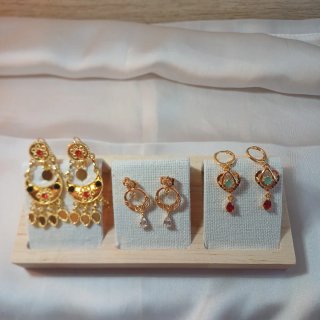 Set de 3 Pendientes Chapados en Oro 18k