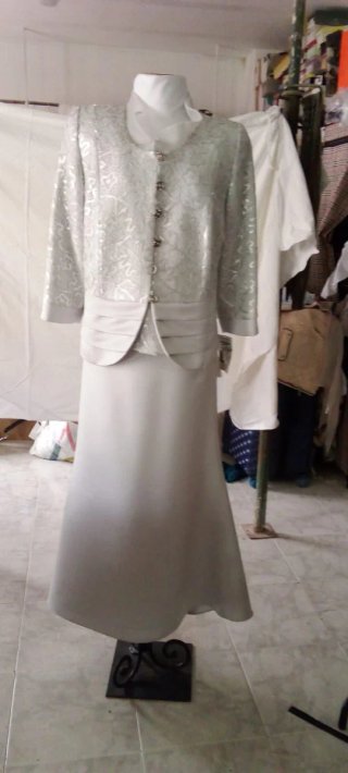 Traje de fiesta dos piezas color verde azulado