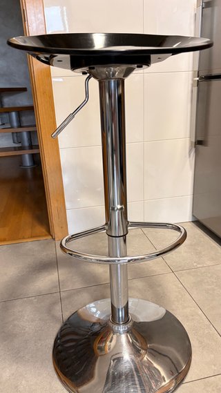 Taburete de cocina negro y plateado 1 o 2 unidades
