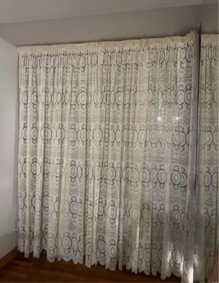 2 Cortinas Beige Encaje