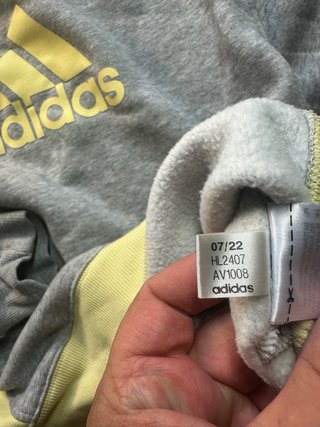 Sudadera Adidas Gris y Amarilla XL juvenil