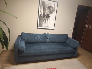 Sofá Cama de Terciopelo Azul