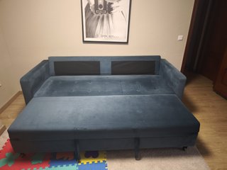 Sofá Cama de Terciopelo Azul