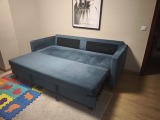 Sofá Cama de Terciopelo Azul