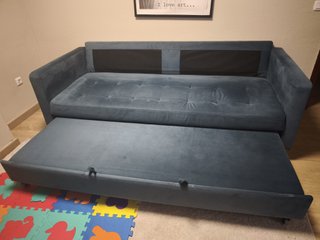 Sofá Cama de Terciopelo Azul