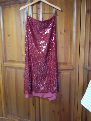 Falda Zara lentejuelas roja