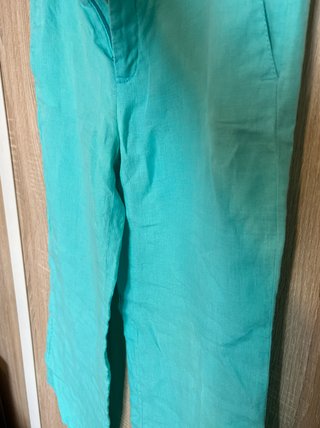 Pantalón Ancho de Lino Zara Verde Turquesa