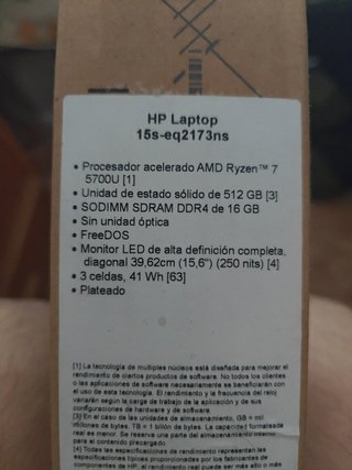 Portátil HP 15s-eq2173ns Ryzen 7 16GB RAM