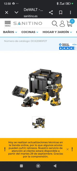 Dewalt DCK2080P2T Taladro y Amoladora
